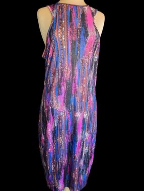 Rebdolls Abstract Stripe Midi Dress in Pink, Blue and Black